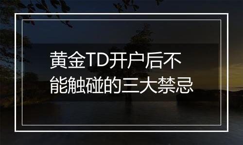 黄金TD开户后不能触碰的三大禁忌