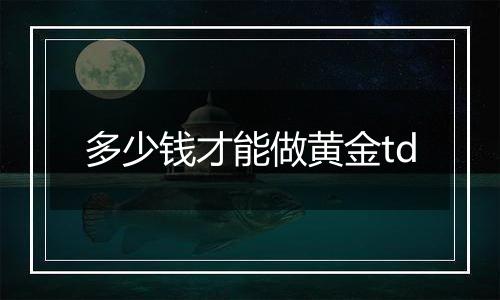 多少钱才能做黄金td