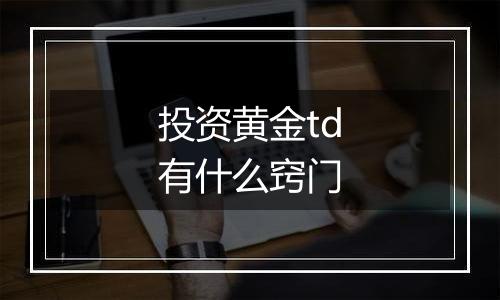 投资黄金td有什么窍门