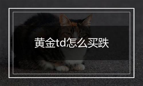 黄金td怎么买跌
