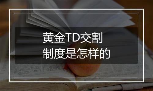 黄金TD交割制度是怎样的