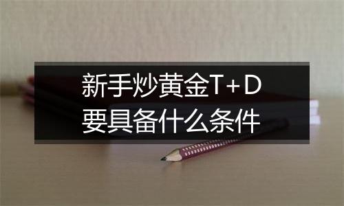 新手炒黄金T+D要具备什么条件