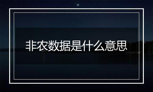 非农数据是什么意思