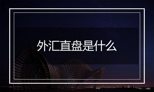 外汇直盘是什么