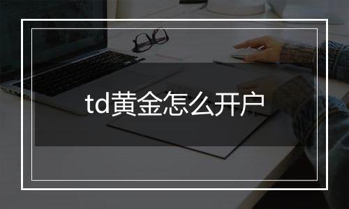 td黄金怎么开户