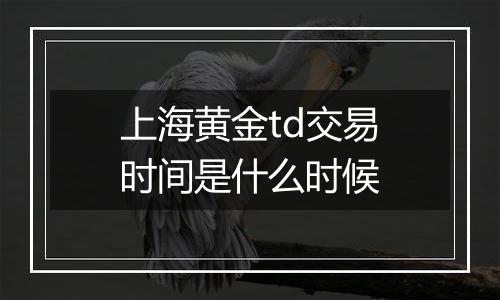 上海黄金td交易时间是什么时候