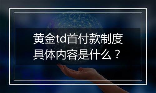 黄金td首付款制度具体内容是什么？
