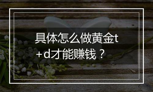 具体怎么做黄金t+d才能赚钱？