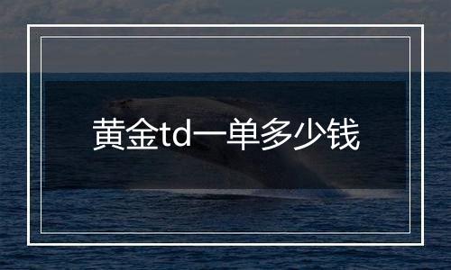 黄金td一单多少钱