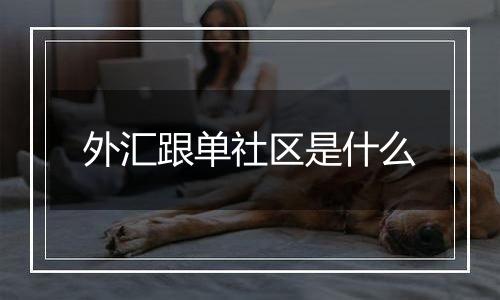 外汇跟单社区是什么