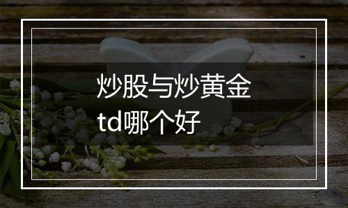 炒股与炒黄金td哪个好