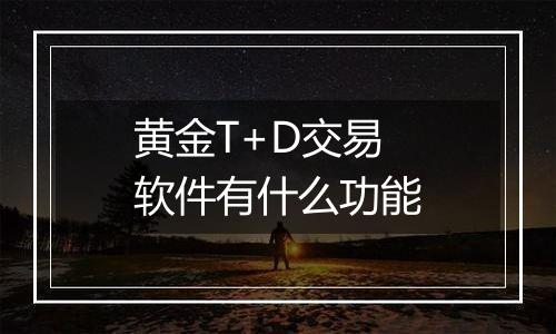 黄金T+D交易软件有什么功能
