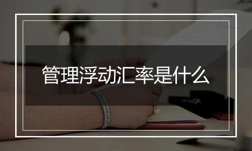 管理浮动汇率是什么