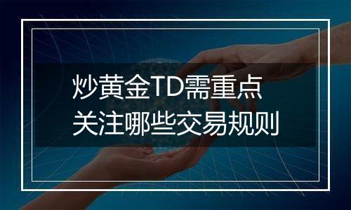 炒黄金TD需重点关注哪些交易规则
