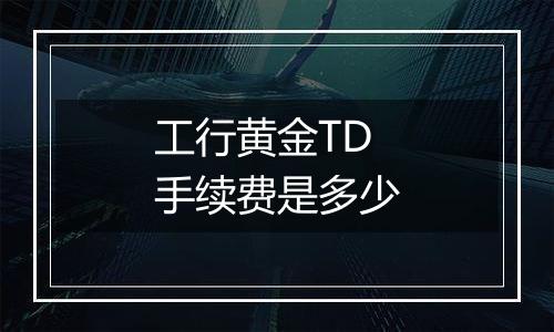 工行黄金TD手续费是多少