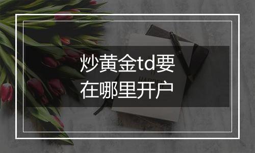 炒黄金td要在哪里开户