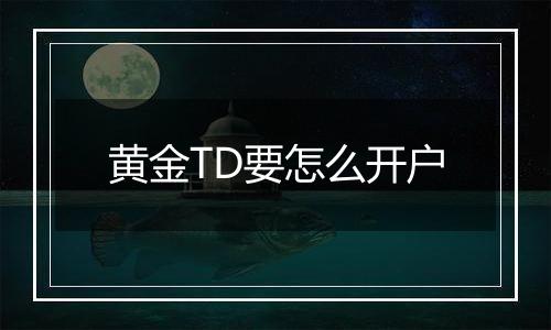 黄金TD要怎么开户