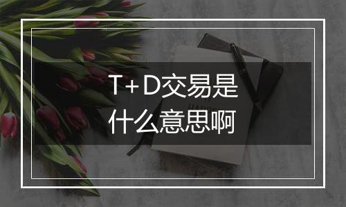 T+D交易是什么意思啊