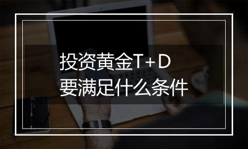 投资黄金T+D要满足什么条件