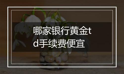 哪家银行黄金td手续费便宜