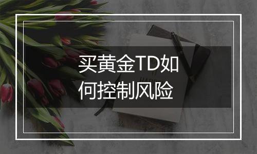 买黄金TD如何控制风险