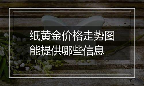 纸黄金价格走势图能提供哪些信息