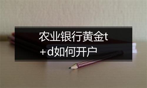 农业银行黄金t+d如何开户