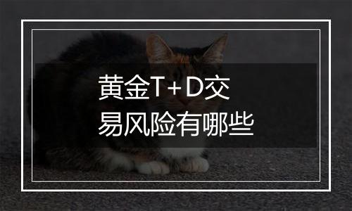 黄金T+D交易风险有哪些