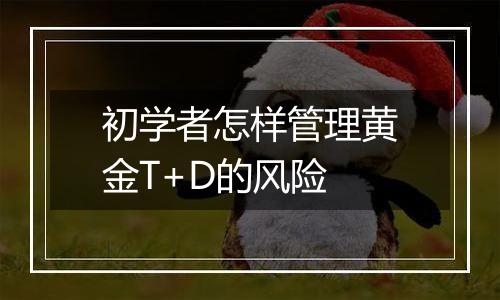 初学者怎样管理黄金T+D的风险