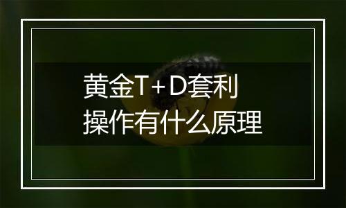 黄金T+D套利操作有什么原理