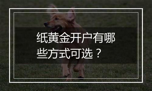 纸黄金开户有哪些方式可选？