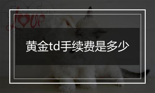 黄金td手续费是多少