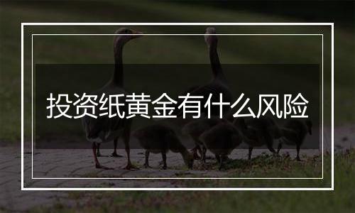 投资纸黄金有什么风险