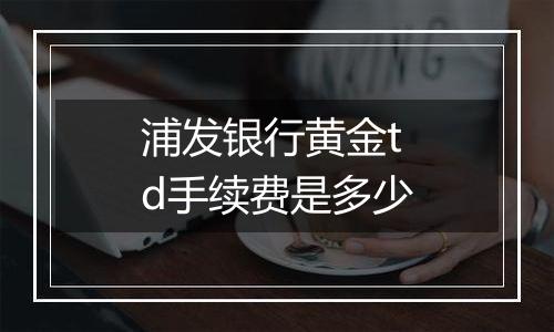 浦发银行黄金td手续费是多少