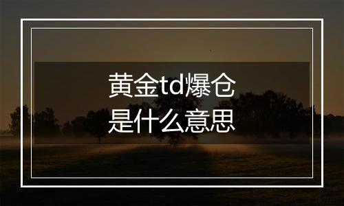 黄金td爆仓是什么意思
