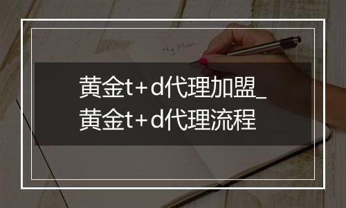 黄金t+d代理加盟_黄金t+d代理流程
