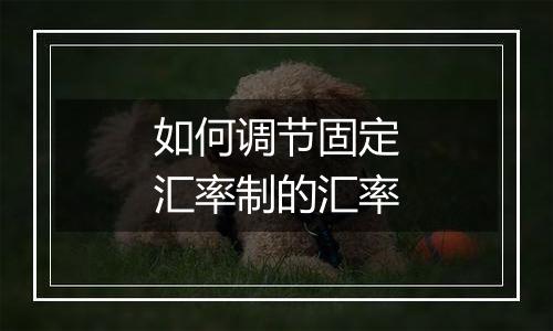 如何调节固定汇率制的汇率