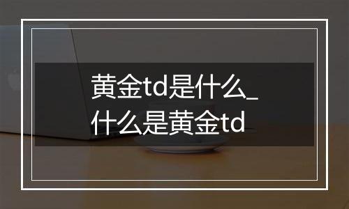 黄金td是什么_什么是黄金td