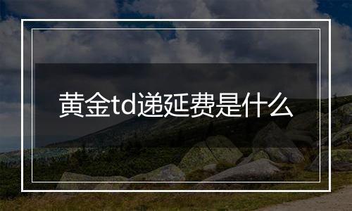 黄金td递延费是什么