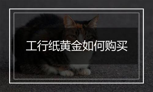 工行纸黄金如何购买
