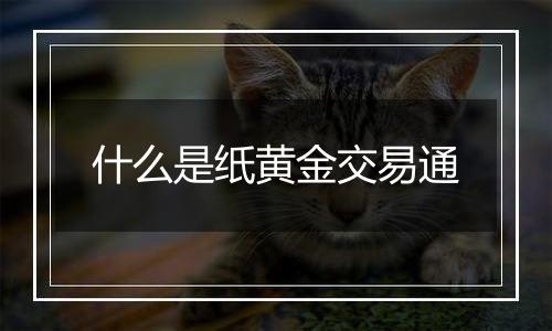 什么是纸黄金交易通