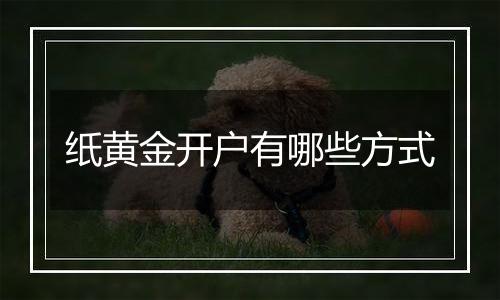 纸黄金开户有哪些方式