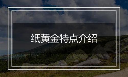纸黄金特点介绍