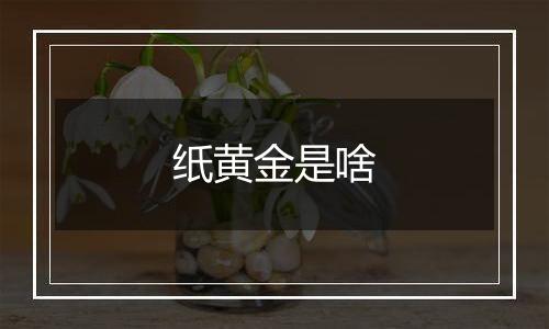 纸黄金是啥