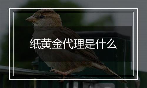 纸黄金代理是什么