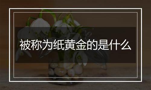 被称为纸黄金的是什么