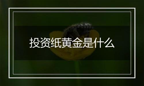 投资纸黄金是什么