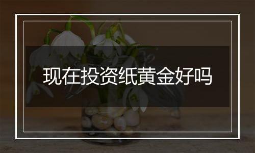 现在投资纸黄金好吗