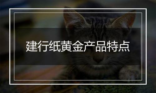 建行纸黄金产品特点
