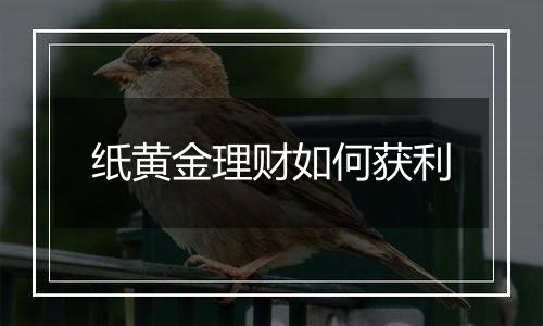 纸黄金理财如何获利